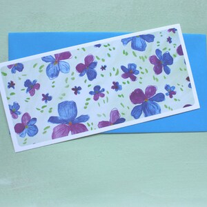 Tarjetas de amapolas y pensamientos 8 - Tarjetas de flores con dibujo a lápiz - Impresas en Holanda - Sobres azules incluidos - Posibilidad de pedidos personalizados - Primavera