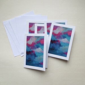 Ensemble de 5 cartes SHADES en rose et bleu - A6 double - enveloppes incluses - carte de vœux - carte abstraite d’art - souhaitant bien bonjour