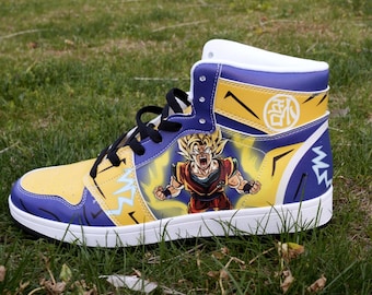 Sneakers alte personalizzate di Goku Anime, regalo per fan di Anime