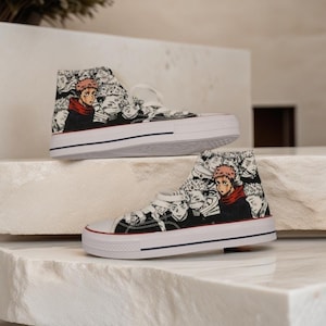 Custom JJK  anime shoes, Perfect Anime Sneakers High Tops for Anime Fans, Birthday gifts, anime decoration and anime style