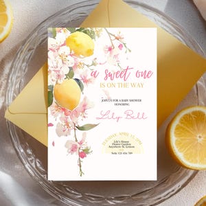Pink Lemonade Baby Shower Invitation Citrus Baby Girl Invite Editable Summer Baby Shower Templates Floral Lemon Baby Invite Instant Download