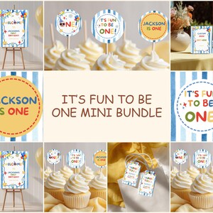 It’s Fun to Be One 1st Birthday Invitation Editable Canva Template Colorful Kids Birthday Invite First Birthday Party Instant Download image 6