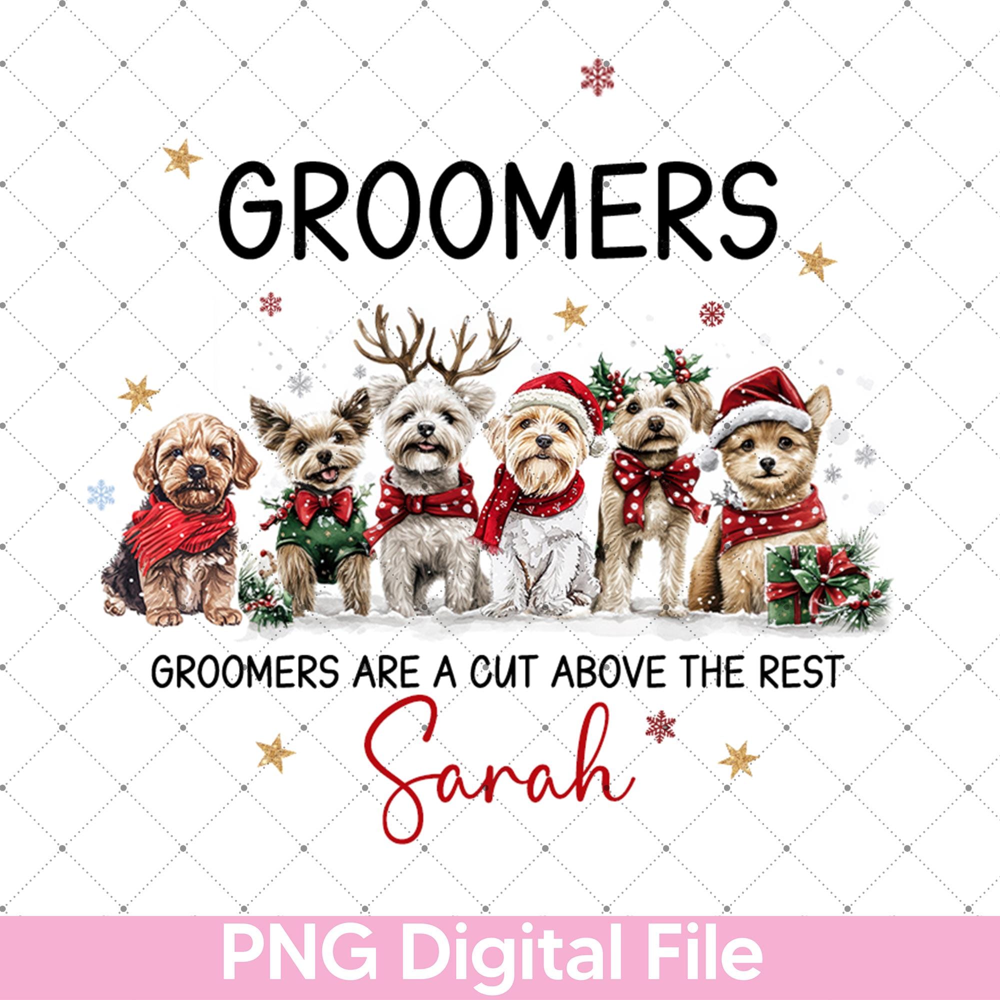Custom Dog Groomer Christmas PNG, Personalized Pet Salon Clipart, Cute ...
