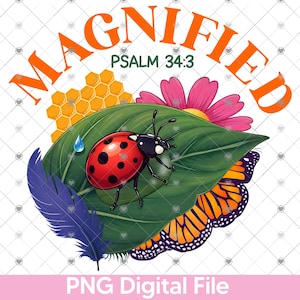 Magnified VBS 2025 PNG, Vacation Bible School Shirt, Psalm 34:3, Christian Summer Camp Sublimation, Bible Verse Digital File