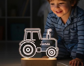 Traktor-förmiges Thema Nachtlicht, Traktor-Silhouette dekoratives Nachtlicht, LED Warm & Rainbow Nachtlicht, Linie-Kunst-Automotive-Geschenk für Kinder