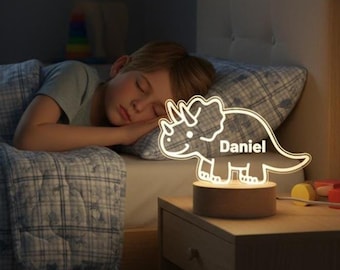 Triceratops-Nachtlicht, dekoratives Licht des Dinosauriers, Karikatur-Triceratops-Regenbogen und warmes LED-Nachtlicht, Dinosaurier-Geburtstagsgeschenk für Jungen