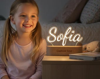 Personalisierte Name Nachtlicht, Minimalistisches Design Nachtlicht, künstlerische Name Andenken LED-Nachtlicht, Elegante Script Lampe für Kinderzimmer