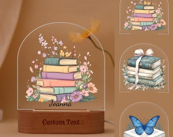 Gelehrter Duft Literarischer Stil Dekoration Nachtlicht, Dekoratives Blumennachtlicht, Regenbogen LED Nachtlicht, Geburtstagsgeschenk für Leser