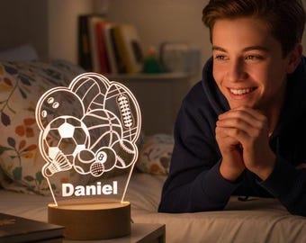 Multi-Sport Combination Night Light, Sports Theme Decorative Light, Rainbow&Warm LED Personalized Night Light, Gift For Sports Enthusiasts