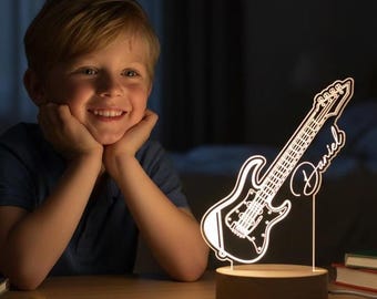 Electric Guitar Shape Night Light, Musical Instrument Decorative Light, Rock Guitar Theme Rainbow&Warm LED Night Lamp,Gift For Guitar Lovers
