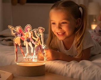 Kpop Anime Girl Character Night Light, Kpop Demon Hunters Decorative Light, Rainbow&Warm LED Night Light, Huntrix Birthday Gift For Girls