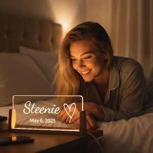 Custom Text Acrylic Night Light, LED Night Light, Decorative Night Light, Birthday & Commemorative Gift For Friend, Anniversary Night Light