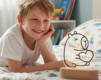 Cartoon Line Art Capybara Night Light, Decorative Night Light For Room, LED Night Light, Rainbow Night Light, Birthday Gift For Kids Light