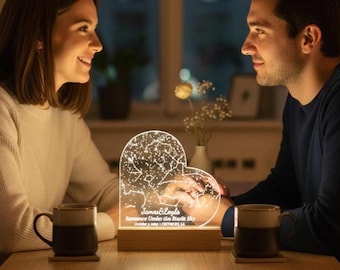 Sternenklare Sternzeichen Herz-Nachtlicht, Paar-LED-Warm- & Regenbogenlicht, Vorschläge / Hochzeitsandenken, Romantisches Sternenhimmel-Geschenk für Paare / Brautpaare