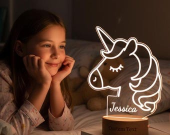 Verträumtes Einhorn-Nachtlicht, dekoratives Licht mit Cartoon-Thema, Regenbogen & Warmes LED-Personalisiertes Nachtlicht, Einhorn-Lampen-Geburtstagsgeschenk für Mädchen