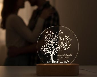 Liebes-Herz-Baum-Dekorations-Nachtlicht, Paar-Thema Regenbogen & Warmes LED-Nachtlicht, Liebes- / Hochzeits-Themed Andenken, Geschenk für Paare / Jungvermählten