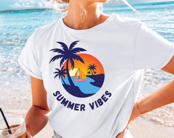 Summer vibes PNG | Sunset and Palm Tree Tropical Design