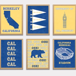 Universität von Kalifornien, Berkeley Digitaldrucke | CAL College Dekor | College Drucke | Sofortdownload | 6er SET