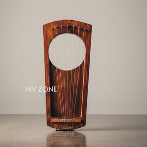 Rosewood 7 and 9 String Lyre Harp: Handmade Pentatonic Instrument