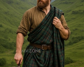 SPEDIZIONE GRATUITA / Oltre 50 tartan di clan personalizzati / Plaid tradizionale con cintura del XVI secolo / Abbigliamento Feileadh Mòr Highland / Ottimo kilt da uomo