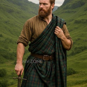 BEZPŁATNA WYSYŁKA | Ponad 50 niestandardowych tartanów klanowych | Tradycyjna XVI-wieczna krata z paskiem | Feileadh Mòr Highland Wear | Świetny kilt dla mężczyzn
