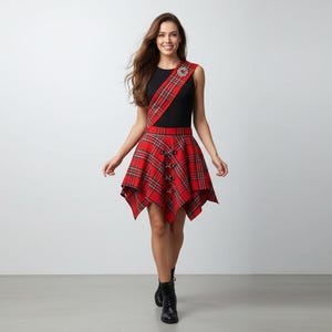 Falda de tartán Pixie hecha a mano con faja y broche para falda escocesa, ropa de las Tierras Altas de Escocia, vestido de novia
