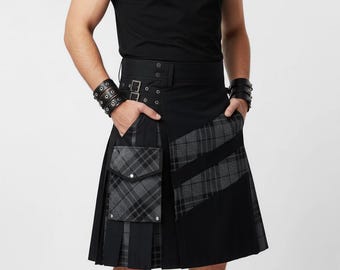 Scottish Hybrid Kilt with Tartan Pleats and Cargo Pockets – 50+ Tartan Options