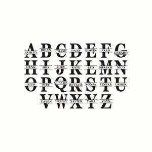 Monogramas divididos de la A a la Z