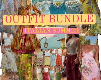 Lot de tenues esthétiques italiennes personnalisées pour fille d'été | Pack mode mystère | Tops, robes et jupes fluides