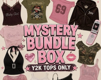 Boîte mystère de vêtements pour chemises et t-shirts graphiques y2k, hauts personnalisés esthétiques grunge d'été