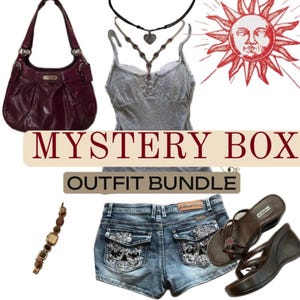Personalized Thrift Bundle | Y2K Low Rise Jeans, Micro Mini Skirt, McBling, Brandy Melville, Vintage Outfit Bundle | Pinterest Mystery Box