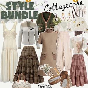 Cottagecore Autumn Mystery Outfit Bundle, Fairycore Vintage Clothing Box (Anpassad storlek)