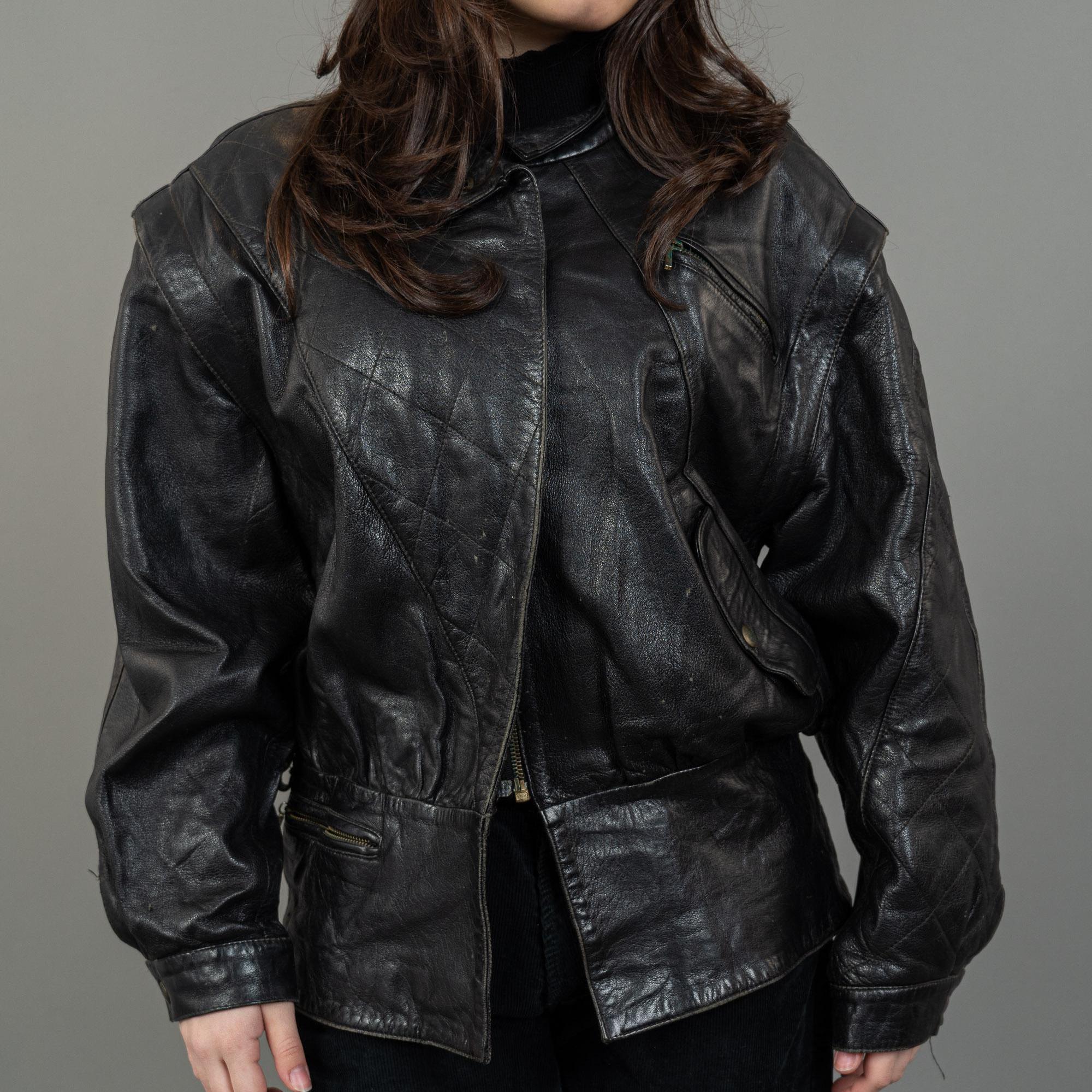 宅配 Jacket Bomber Leather Black Vintage 80s - as Jacket Utility ジャケット・アウター
