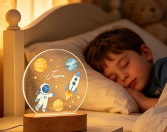 Personalised Astronaut Night Light, Space LED Lamp, Bedroom Decor, Nursery Decor, To The Moon Night Light, Perfect Gift for Astronomy Fan