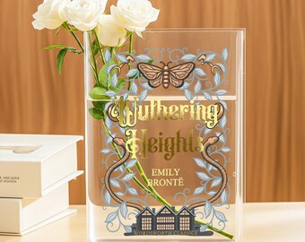 Wuthering Heights Acrylic Book Vase, Library Flower Vase, Bookish Home Decor, Book Shaped Vase, Bookshelf Decor, Classic Novel Lover Gift