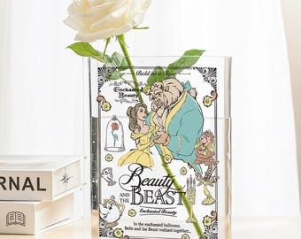 Beauty And The Beast Acrylic Book Vase,Book Lover Gift,Readers Book Vase,Library Vase,Bookish Decor,Book Shaped Flower Vase,Bookshelf Decor