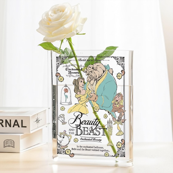 Beauty And The Beast Acrylic Book Vase,Book Lover Gift,Readers Book Vase,Library Vase,Bookish Decor,Book Shaped Flower Vase,Bookshelf Decor