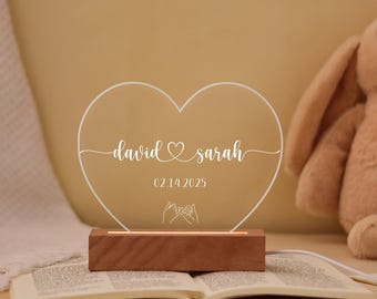 Custom Name Night Light,Heart Shape Personalized Night Lamp,Wedding Gift for Couple,Valentines Day Gift,Anniversary Gifts for Him or Her