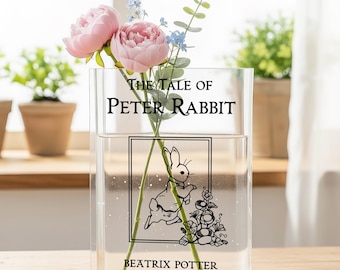 The Tale of Peter Rabbit Book Vase, Library Flower Vase, Bookish Home Decor, Bookshelf Decor, Vintage Bookish Vase, Classic Novel Lover Gift