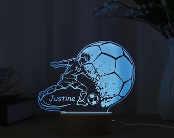 Custom Soccer Night Light with Name,Kids Bedroom Decor,Gift for Boys,Easter Gifts For Toddlers,Children's Light,Baptism,Gift for Soccer Fans