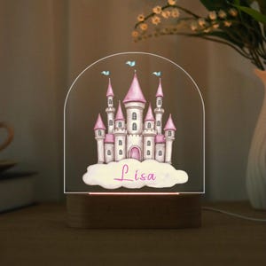 Personalized Princess Castle Night Light: Baby Girl Nursery Decor