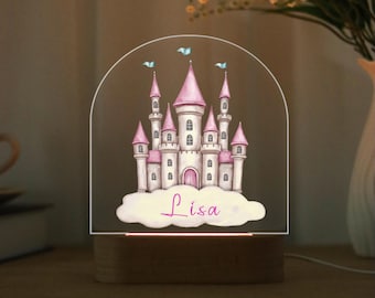 Personalized Princess Castle Night Light: Baby Girl Nursery Decor