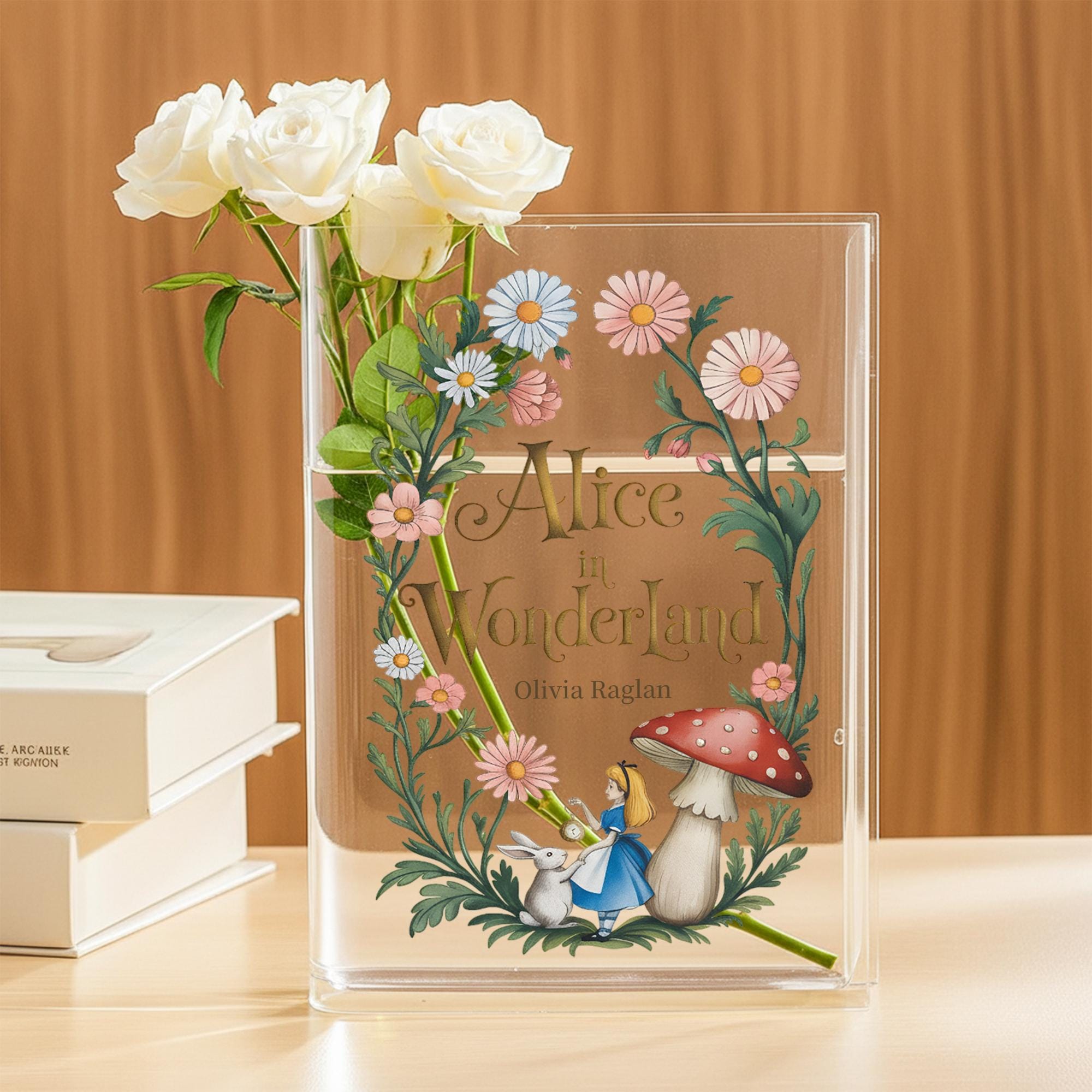 Alice in Wonderland Acrylic Book Vase, Storybook Fantasy Room Decor ...
