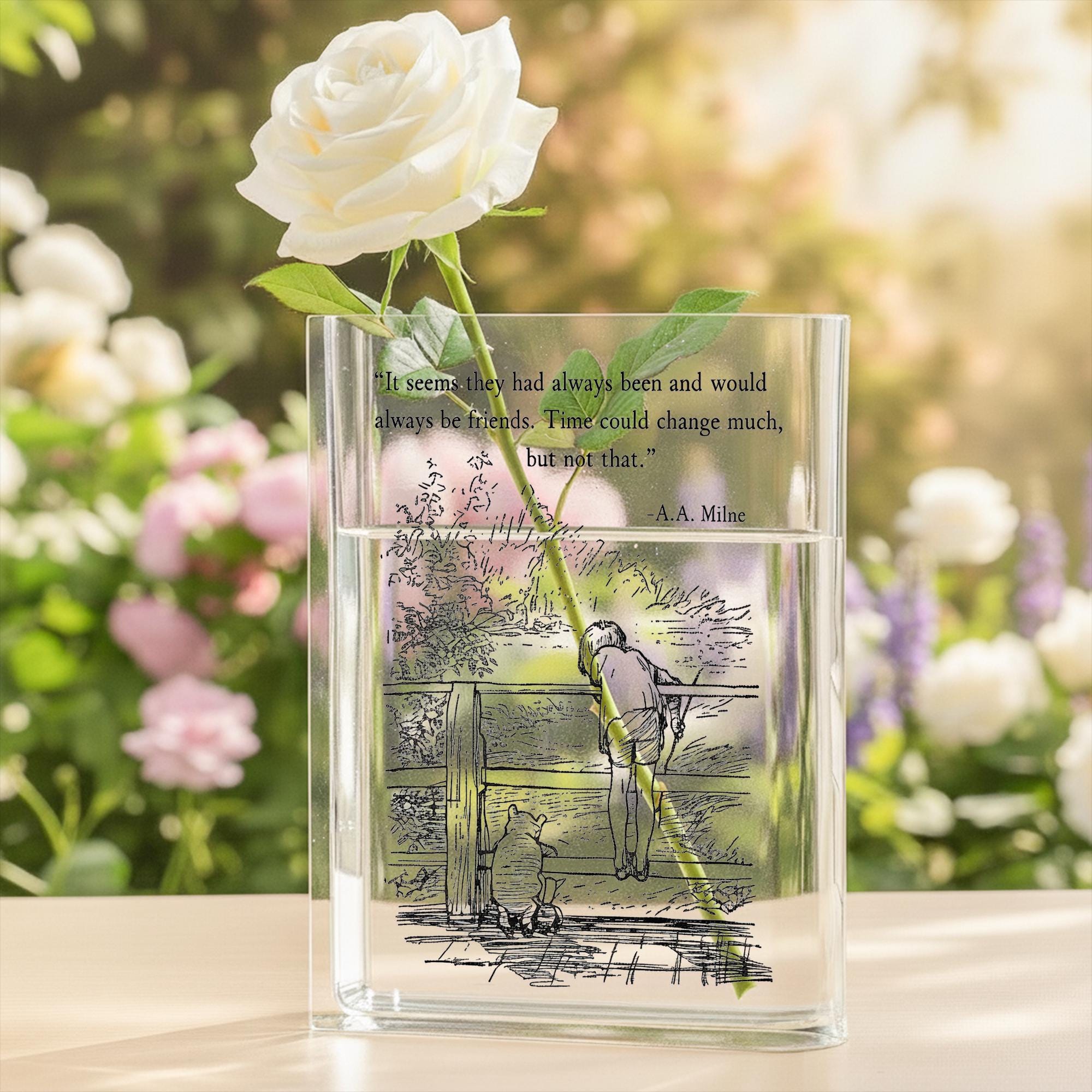 Pooh & Christopher Robin Acrylic Book Vase,winnie the Pooh Book Vase ...