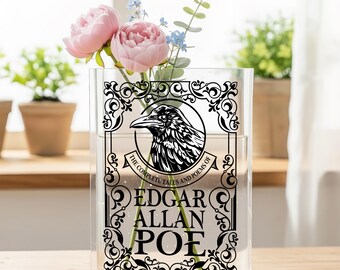 The Complete Tales and Poems of Edgar Allan Poe Acrylic Book Vase, Library Flower Vase, Bookish Home Decor, Classic Novel Lover Gift