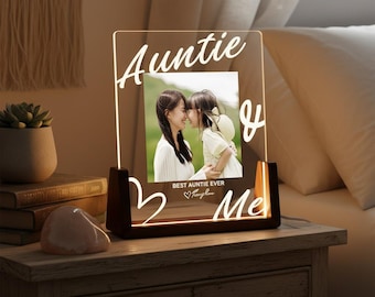 Custom Photo Night Light for Auntie,Photo Collage LED Light,Birthday Gift for Auntie,Aunt Gift from Niece,Custom Name Light,Bedroom Decor