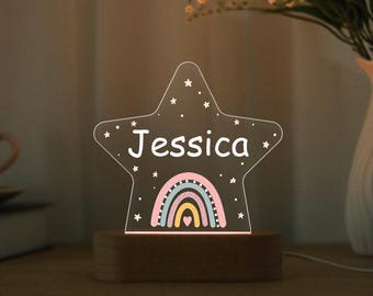 Rainbow Star Lamp,Nursery Decor,Birthday Gift,Baby Shower Gift,Newborn Gift,Kids Star Night Light,Custom Name LED Lamp,Kids Bedroom Light