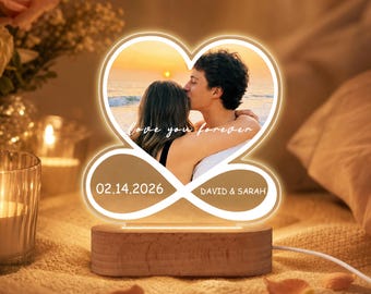 Peronalized Photo Night Light,Anniversary Gift,Custom Photo with Name LED Light,Gift for Couple,Valentine's Day Gift,Love Forever Gift Lamp