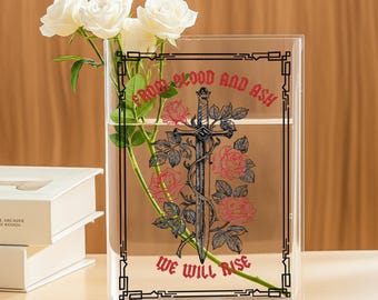 From Blood and Ash We Will Rise Acrylic Book Vase, Jennifer L Poppy Hawke Prince Casteel, Book Lover Decor, Bookish Gift, Book Shaped Vase