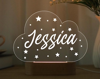 Personalized Cloud Star Night Light,Custom Name LED Lamp,Nursery Decor,Unique Baby Shower Gift,Toddler Bedroom Decor,Baby Girl Gift Cloud
